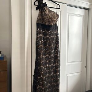 Valentino Black Lace One-Shoulder Gown